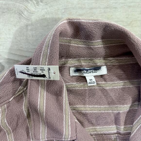 NWT Madewell Easy Short-Sleeve Shirt in Stripe Jacquard Size XS - Picture 6 of 7